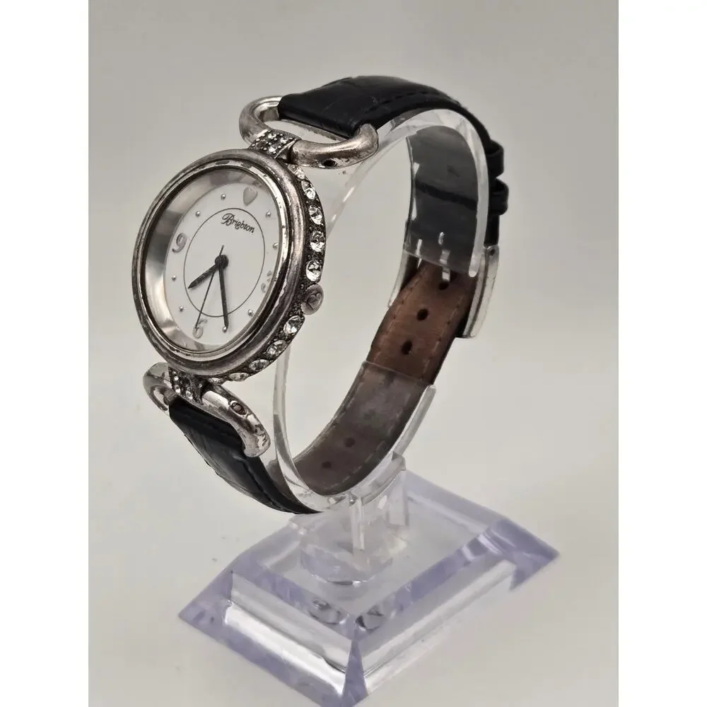 Brighton Cologne Watch, Silver-Tone Case, Leather Band
